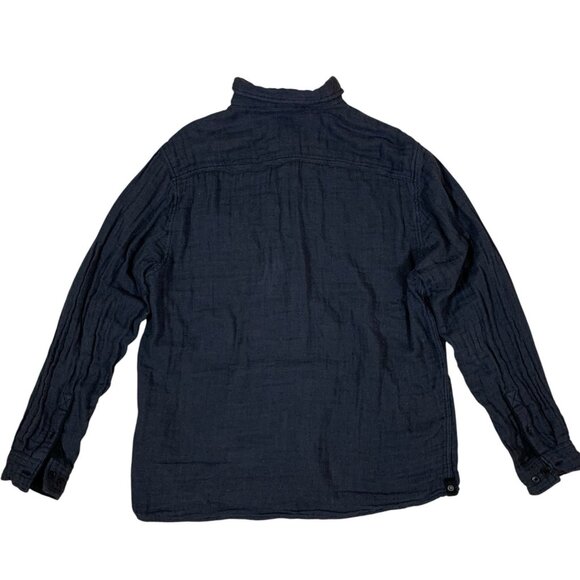 Carbon2Cobalt Navy Blue Textured Cotton Button Down Shirt L Long Sleeve Casual - Picture 2 of 5
